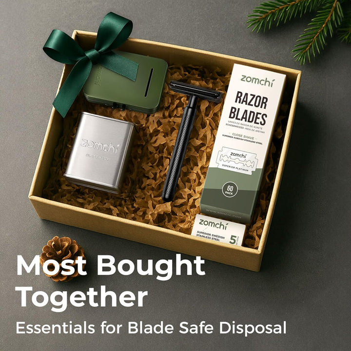 Razor Blades Bank for Storing Safety Razor Blade Storage Case for Disposal of Used Double Edge Safety Razor Blades (Silver)