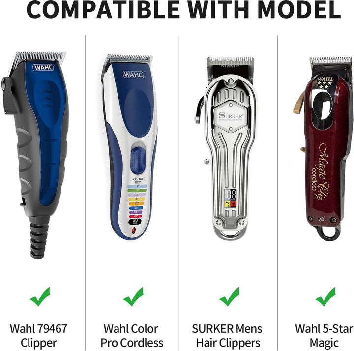Clipper Guards Cutting Guides for Wahl Hair Clippers with Metal Clip of Model 1.25 in & 1.5 in & 1.75 in & 2 in & 2.25 in & 2.5 In, Fits Most Full Size Wahl Clippers (6PCS, Black)