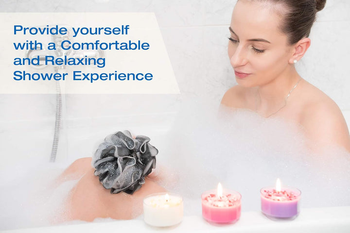 XXL 90G Charcoal Shower Loofah 3 Pack by  - Perfect Bath Sponge for Exfoliating for Men & Women - Body Scrubber Brush for Cleansing and Smooth Skin - Scrubbies That Remove Excess Oil and Dirt