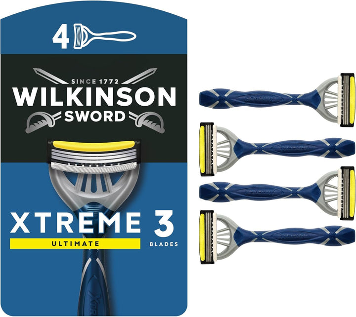 Xtreme 3 Ultimate Men'S Disposable Razors, Ultimate Addition to Wash Bags for Men'S Grooming, Great Shavers for Routine Shaving, 4 Pack