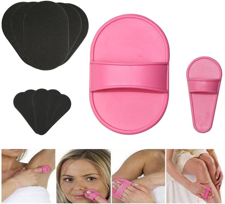 Portable Exfoliating Hair Removal Pads Set for Smooth Skin on Legs Arm Face Top Lip Pink