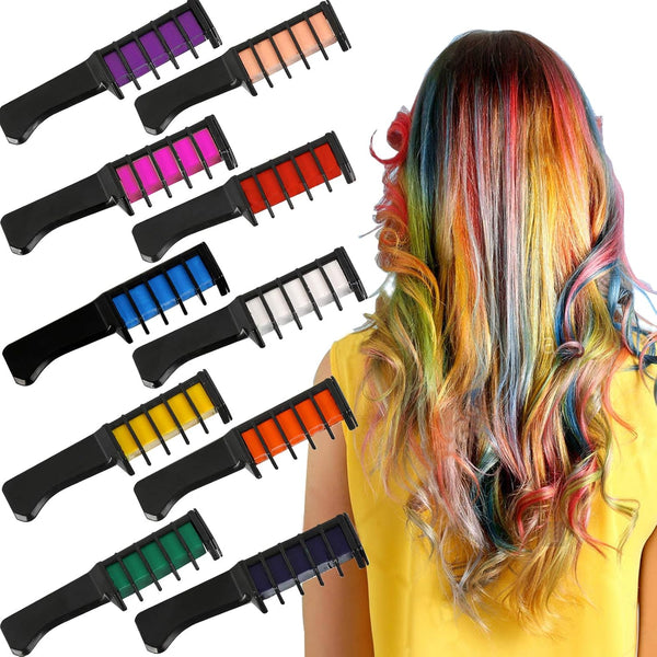 Hair Chalk for Girls,  10 Colors Temporary Hairchalk Comb, Non-Toxic Washable Hair Chalk Pens Set for Festival, Carnival, Party, Christmas, Halloween, Birthday, DIY Perfect Gifts for Kids