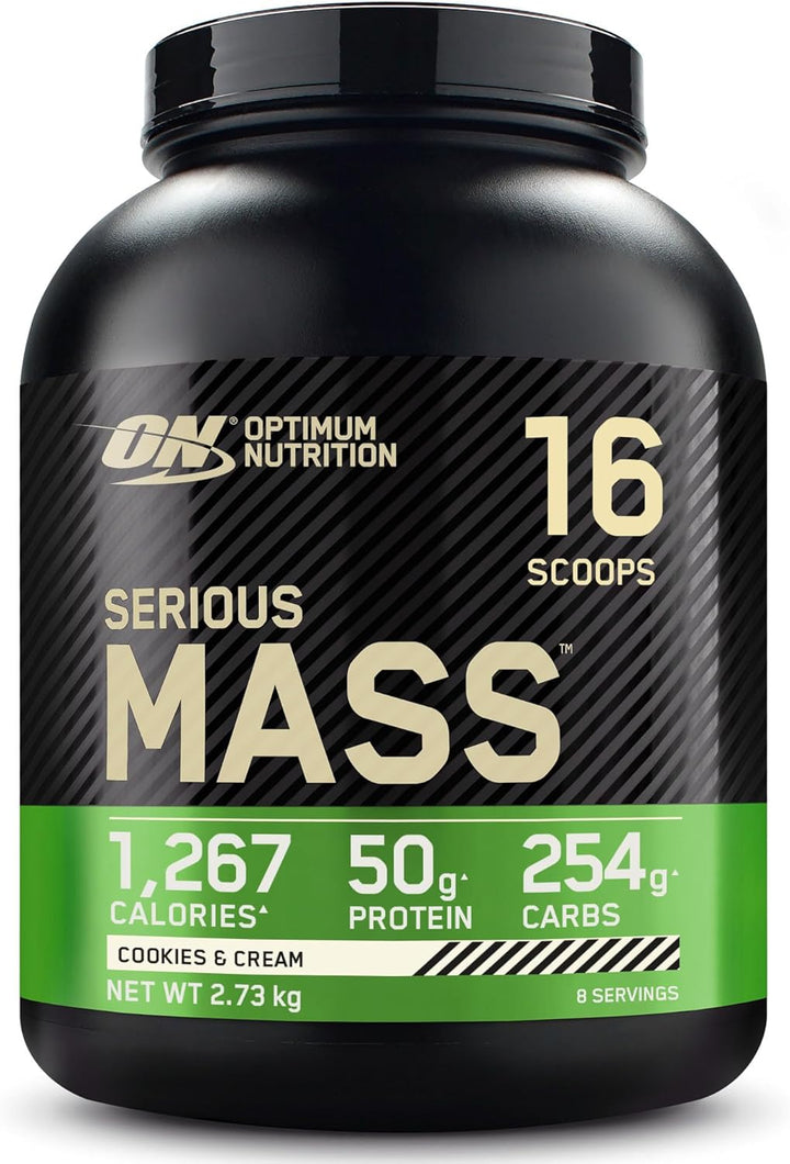 Serious Mass Protein Powder High Calorie Mass Gainer with Vitamins, Creatine and Glutamine, Vanilla, 8 Servings, 2.73 Kg, Packaging May Vary