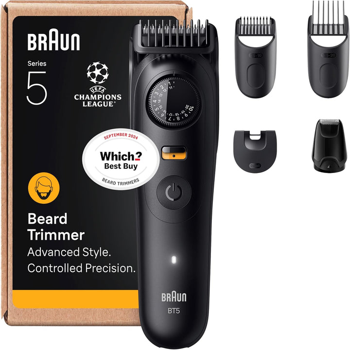 Beard Trimmer Series 5, +9 Styling Tools, Ultra Sharp Blade, 120 Min Runtime, 40 Lengths, Waterproof, Precisionwheel & Lock, BT5565, Grey