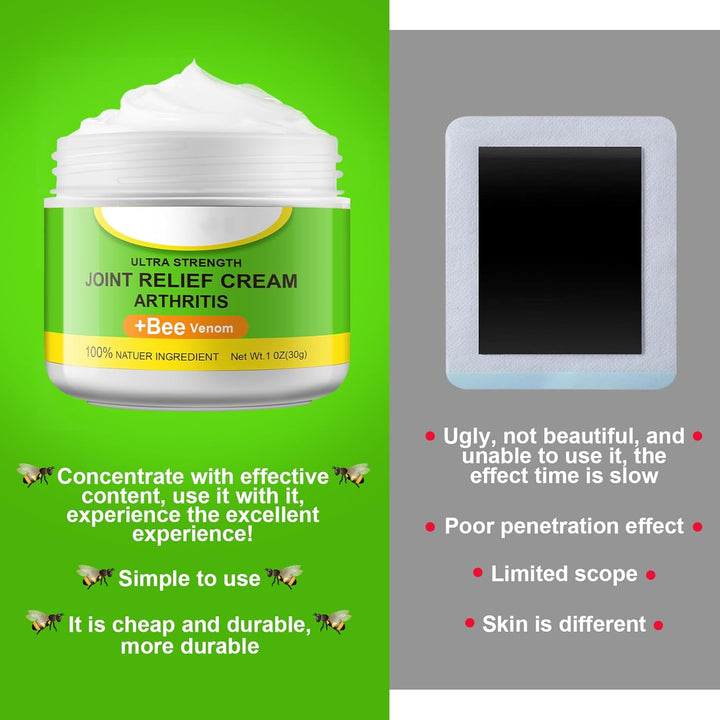 Bee Venom Cream for Arthritis Bee Venom Cream for Bone Pain Relief and Muscle Recovery Natural Bee Venom Gel, Pain and Bone Healing Cream 30G-2Pack (60G)