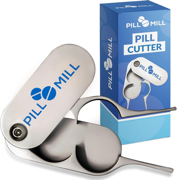 Pill Cutter Splitter by  - Metal Blades That Will Never Dull - Grip Handle Helps to Cut Small or Large Pills with Ease - Light and Durable Tablet Divider - Perfect Medicine Slicer for Travel