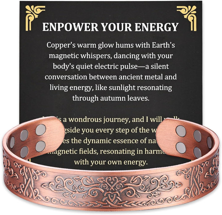 Copper Bracelet for Men, 18X Strength Magnetic Bracelet with 3800 Gauss Magnets, 99.99% Pure Solid Copper, Men'S Jewelry Gift