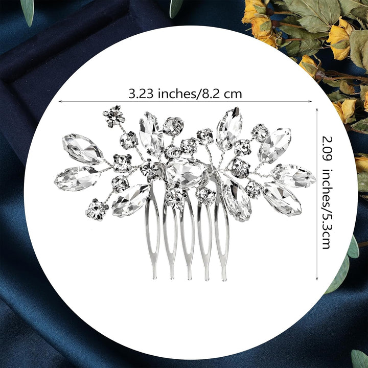 Bridal Hair Comb 2 PCS Wedding Hair Combs Rhinestone Bridal Side Comb Silver Hair Pieces Wedding Hair Clips Crystal Wedding Hair Comb Sparkle Bridal Hair Accessories for Bride Bridesmaids Women Girls