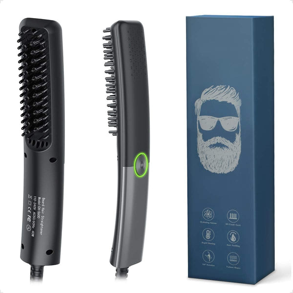 Beard Straightener Combs for Men, Multifunctional Ionic Hair Beard Straightener Brush Heated Beard Brush for Men Electric Hair Straightening Styler Tools for Home and Travel