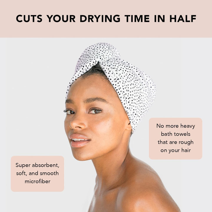 Microfibre Hair Towel Wrap - Quick Dry Curly Hair Wraps for Women | Microfiber Towel for Hair | Hair Drying Towel Wrap | Hair Towels for Women | Hair Turban for Wet Hair - Micro Dot