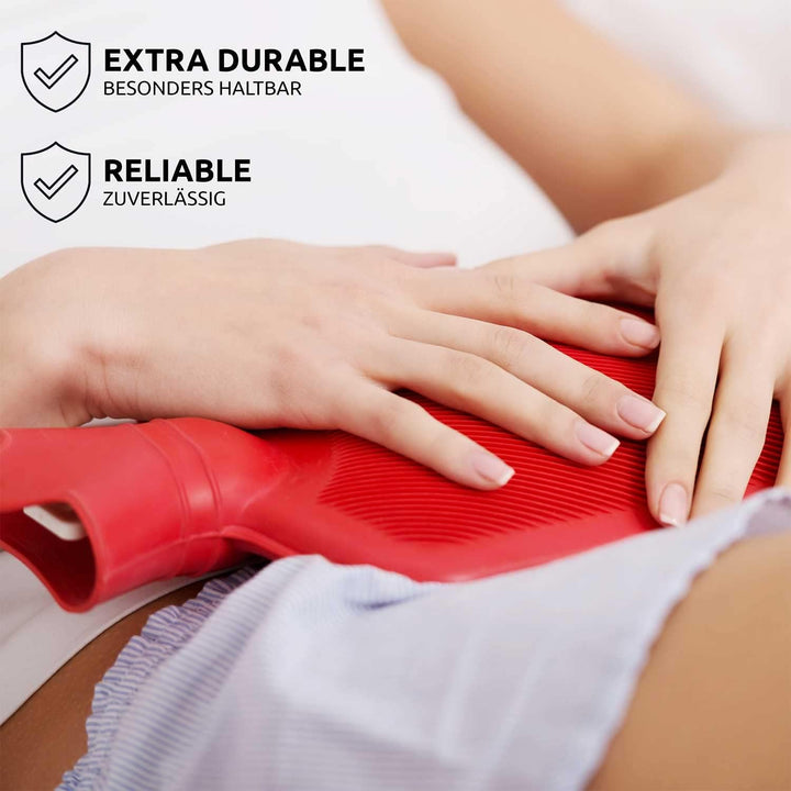 ® Hot Water Bottle with Soft and Cuddly Cover XXL with 2 Litre Volume for Long-Lasting Warmth; 100% Natural Rubber. (Without Cover)