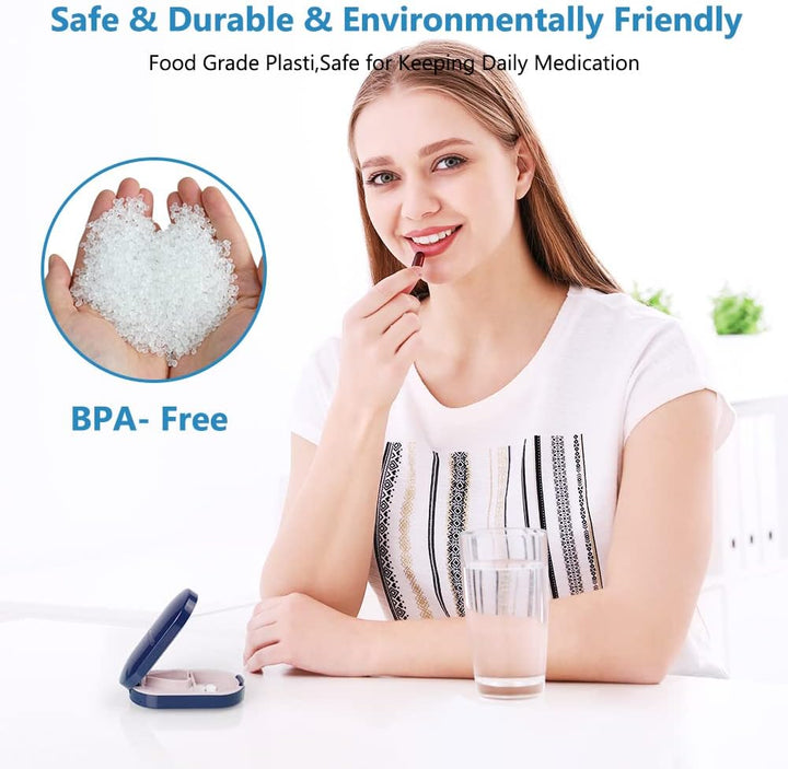 Small Pill Tablet Cutter, Portable Pill Splitter for Small and Large Pills Cut in Half Quarter, Cutting & Storage 2 in 1 Tablet Pill Dispenser per Elderly, Child, Dog, Cat, Pet, Travel (B)