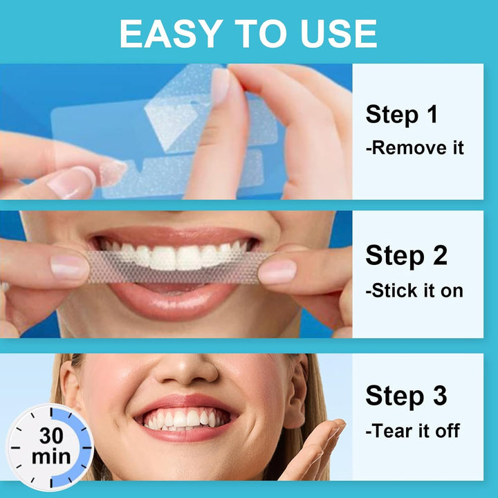 Teeth Whitening Strips, Tooth Whitener, Teeth White Kits Mint Flavor, Non Slip Effective Formula Fast Remove Smoking, Coffee and Wine Stains, 14 Pairs