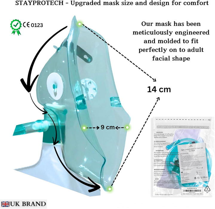 High Concentration Oxygen Mask with Reservoir Bag and 2.1M Tubing – Oxygen Mask for Adult That Requires Efficient Oxygen Therapy.