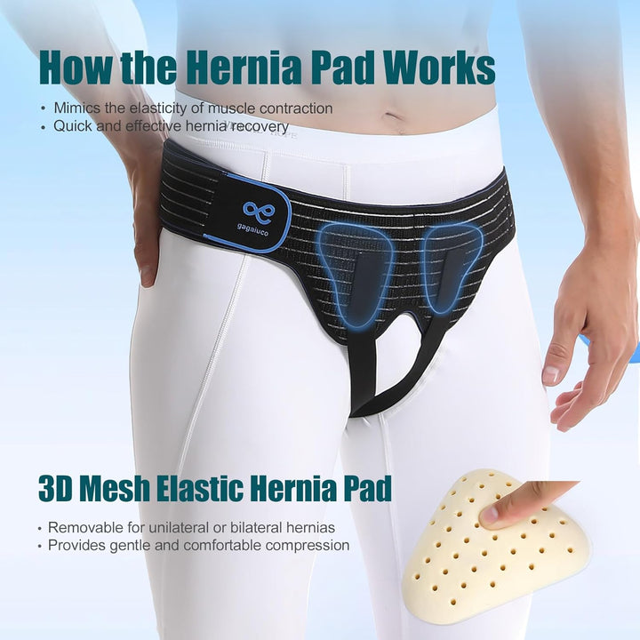 Hernia Belt for Men and Women Flexible Adjustable Inguinal Groin Hernia Belt Support Truss Pain Relief Recovery Strap with 2 Removable Compression Pads Comfortable Material (M)