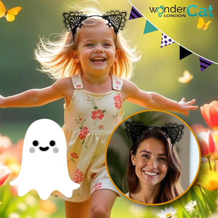 Halloween Cat Ear Headband – Black Cat Ear Hair Accessory for Cosplay, Fancy Dress, Masquerade & Party Costumes, Halloween Cat Ears Headband