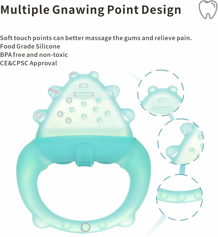 Freezable Baby Teether Toys,Water Fillable Baby Teething Relief,Chill Teether for Babies 0-3-6-12-24 Months, Cools & Massages Sore Gums,No Chill Handle,Bpa-Free Soft Silicone Infant Chew Toys (Cyan)