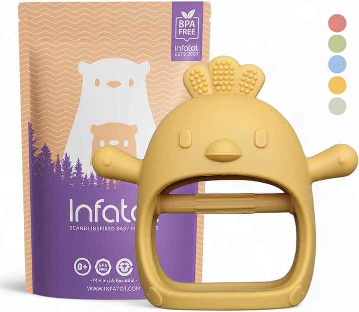 ® Teething Toys for Baby Gifts – Chipmunk Silicone Mitten Teether, Soothing Glove for Infants, Baby Toys 0-6 Months, Soft Chewable Teether Toy to Prevent Finger Sucking, CM Blue