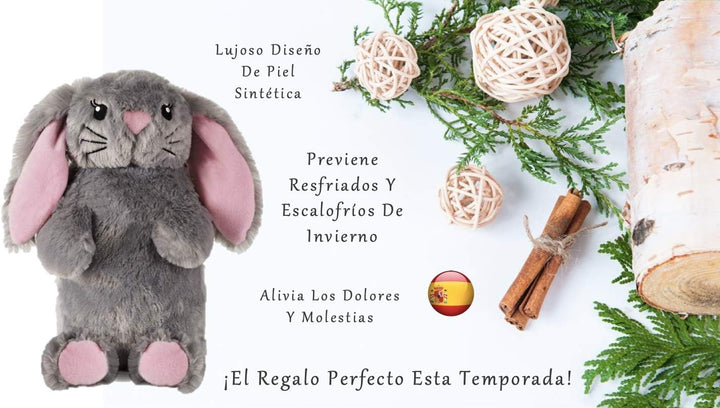 Deseo Bunny Hot Water Bottle in Luxurious Faux Fur (1 Litre) - Medium, Plush, Pink -