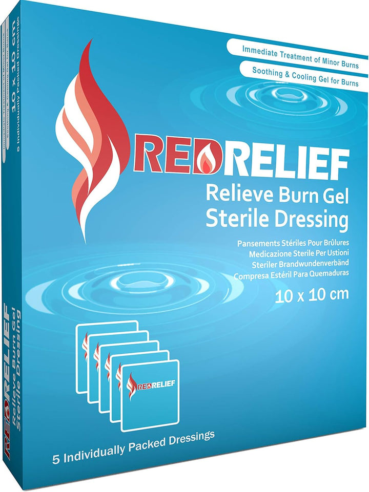Emergency Burn Dressing 10X10Cm Pack of 5 - Cools, Soothes and Relieves Pain