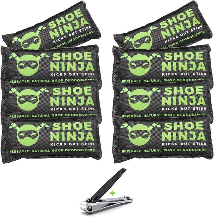 Shoe Ninja Shoe Deodorizer - Shoe Odour Eliminator with Activated Charcoal, Versatile and Reusable Deodoriser Bags for Shoes, Football Boot Deodoriser and Shoe Smell Remover, Great for Sports - 2 Pack