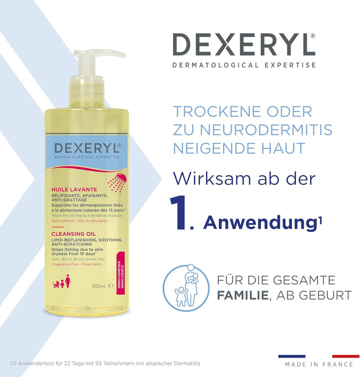 Cleansing Oil: for Daily Cleansing of Body and Face, for Dry and Eczema Prone Skin, 1 X 500 Ml