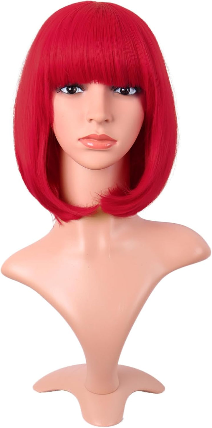 Natural Short Straight New Wigs Flat Bangs Wigs-Black-Ladies