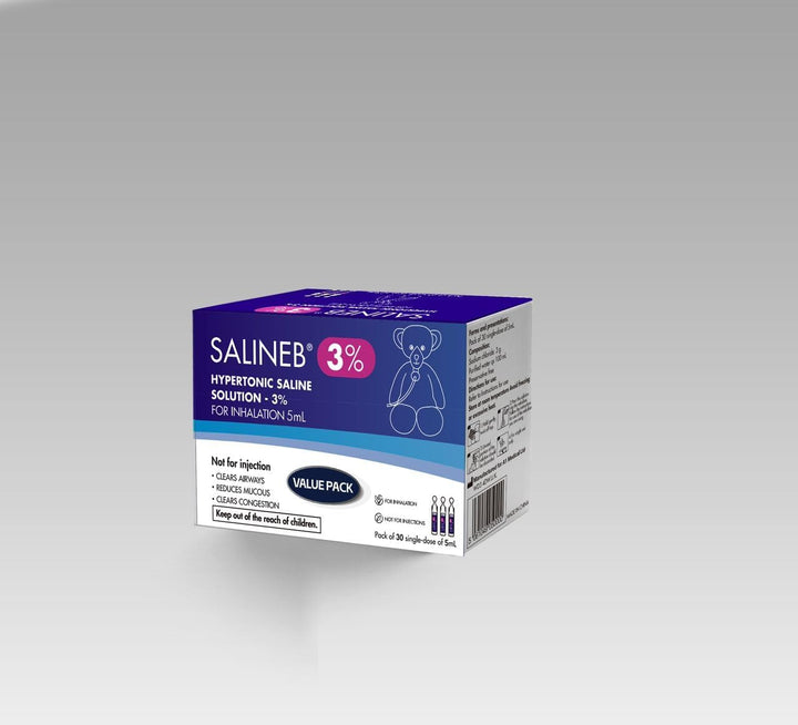 3% Hypertonic Saline Solution Vials for Inhalation Pack of 30 Single-Dose of 5Ml - Clears Airways, Reduces Mucous, Clears Congestion, Inhalation Solution