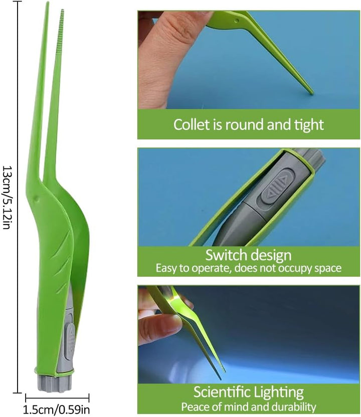 Stainless Steel Ear Tweezers with LED Light, Precision Earwax Remover, Professional Cleaning Tool for Kids Adults, No Rust or Distortion