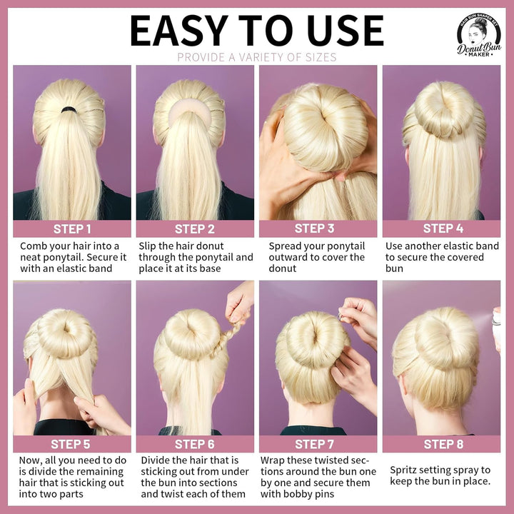 Hair Bun Shaper Set, 4 Size Beige Donut Bun Maker + 20 Golden Bobby Pins for Blonde, Chignon Bun Maker Hair Ring Style Accessories for Dancer Ballet Girls Extra-Large, Large, Medium, Small