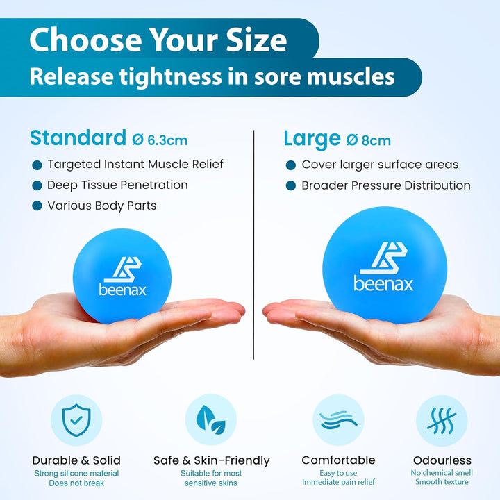 Lacrosse & Hard Spiky Massage Ball Set - Trigger Point, Myofascial Release, Plantar Fasciitis, Deep Tissue, Muscle Relief, Yoga, Pilates, Physio, Rehab - Relieve Stress and Relax Tight Muscle