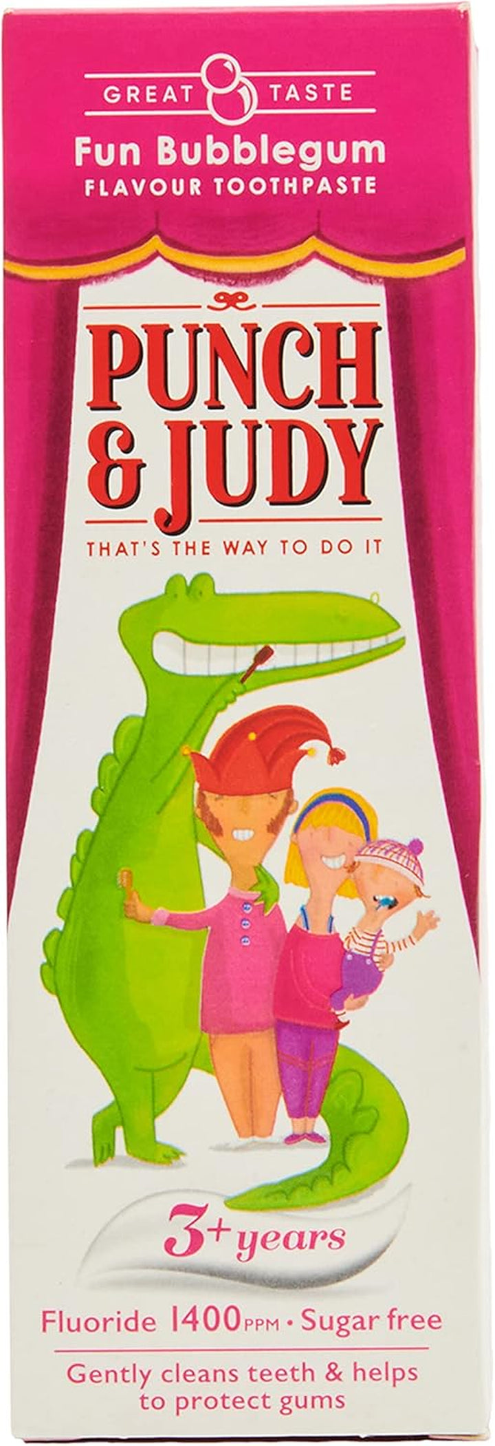 Punch & Judy Kids Toothpaste - Fun Bubblegum Flavour, 3+ Years, Fluoride, Sugar Free, 50Ml (Pack of 1)