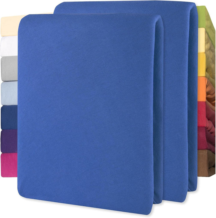 Lucina Fitted Sheet Cotton 200X200-200X220 Cm Royal Blue