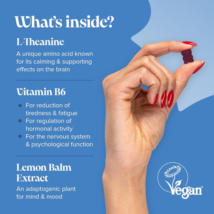 Kids L Theanine Gummies - 1 Month Supply - 50Mg with Lemon Balm & Vitamin B6 to Improve Kids' Focus & Concentration - 30 Count - Vegan L Theanine Supplements Gummies -