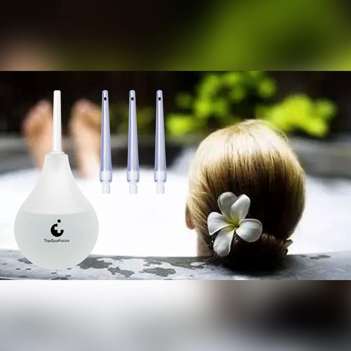 8Oz Enema Bulb Kit Anal Cleaner Enema for Men & Women with 4 Nozzles Anal Douche Colon Cleaning (Transparent)