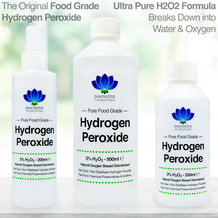 Food Grade Hydrogen Peroxide - Purest Grade 3% - 500Ml - Unstabilized and Additive Free - 10 Vols