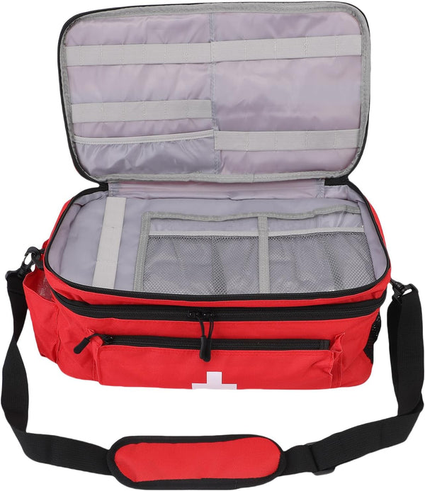 Nylon Double Layer Medication Carrying Case for Large Emergency Supplies with Functional Pockets