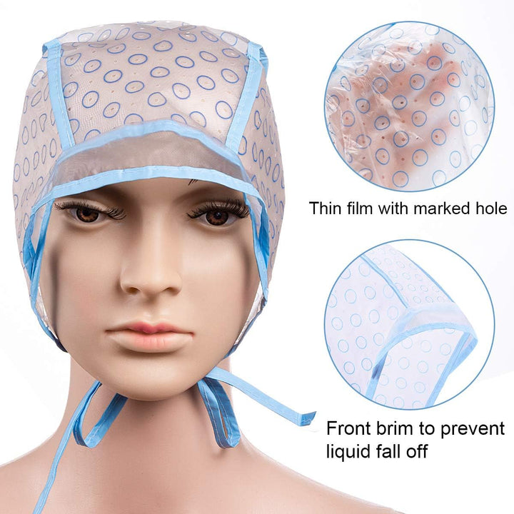 Hair Coloring Highlighting Cap, 2 Hair Disposable Tipping Frosting Cap with 2 Hook and Hair Coloring Brush for Dyeing Hair Salon Home Use