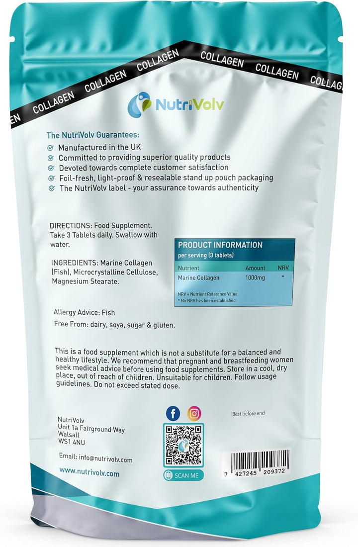 Collagen Marine (1000Mg) Supplement for Skin , anti Ageing, Tissue, Joints, Bones & Muscles | 90 Multivitamin Tablets