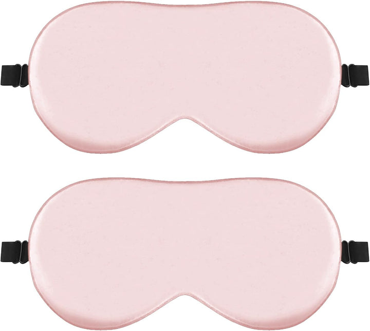 Sleep Mask, 2 Pack Silk Eye Mask, Soft Eye Mask for Sleeping, Light-Blackout Design, with Adjustable Strap, for Night, Travel, Nap (Black)