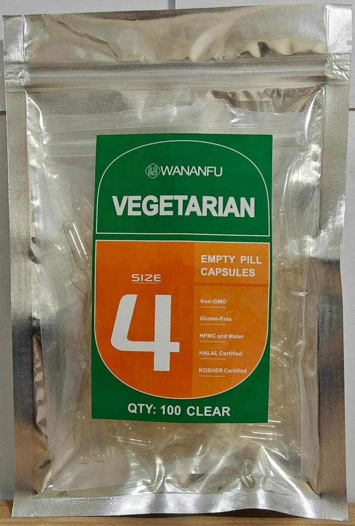 Size 4 Empty Capsules Vegetarian (100 Count) Bundle with 2 Micro Lab Spoons, Compatible with Capsule Filling Machine Size 4