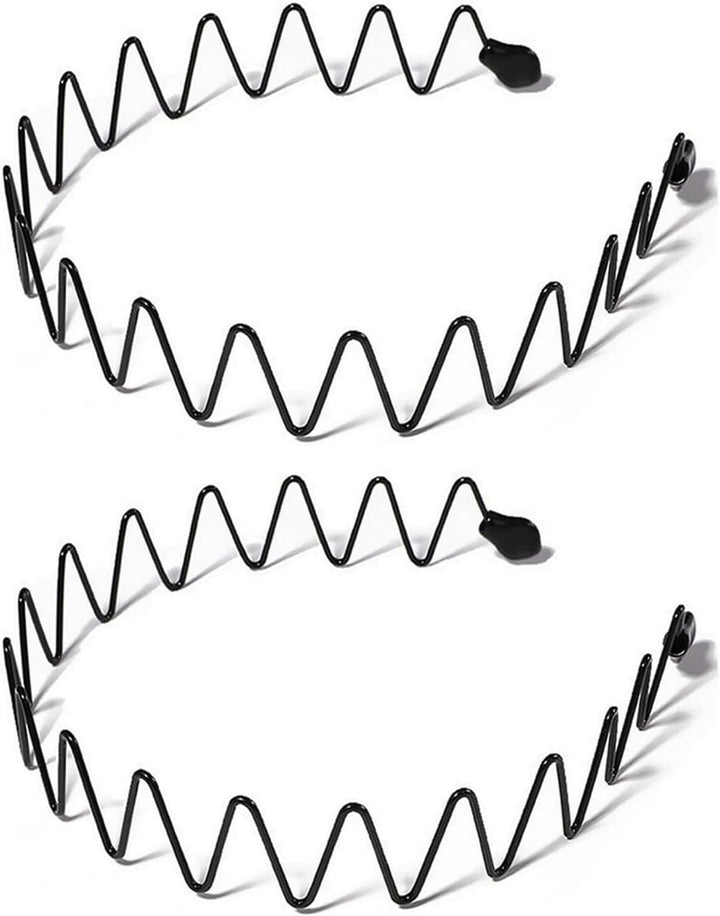 Metal Hair Band for Men,Women Elastic Wavy Hairband,Black Non-Slip Metal Headbands,Suitable for Outdoor Sports,Everyday Wear. (6 Pcs)