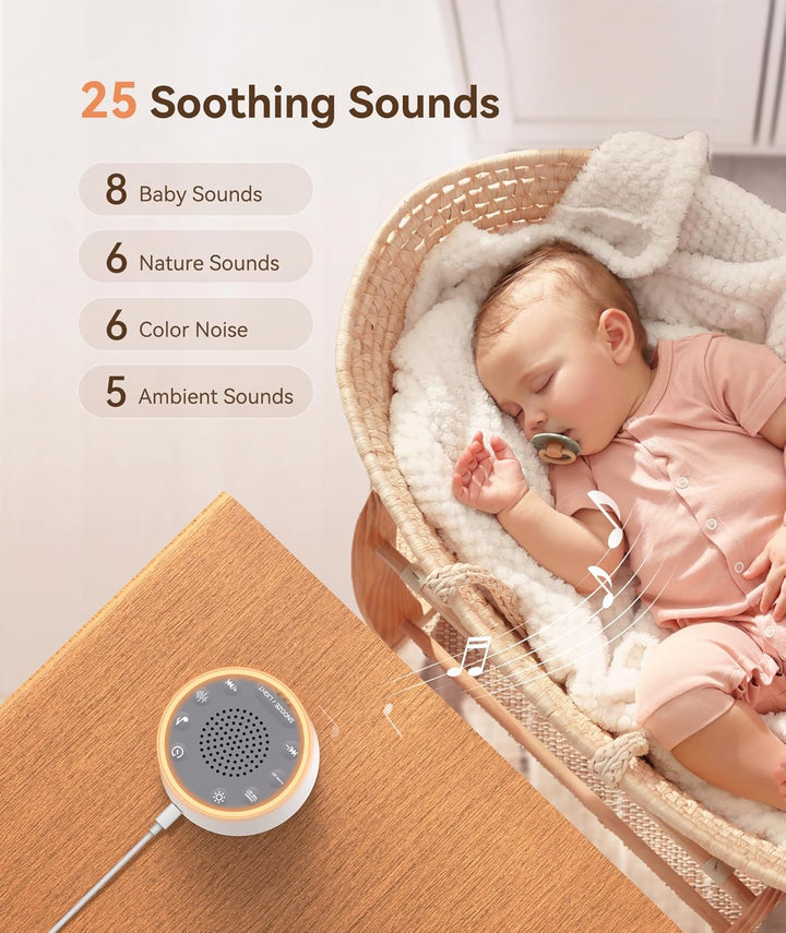White Noise Machine - D1 Nova Sound Machine for Baby Adult, 25 Soothing Sounds, 9 Night Lights, Dimmable Display, Ideal Sleep Aid for Heavy Sleepers Bedroom