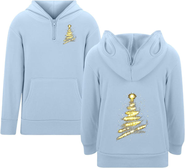 Boys Print Hooded Pullover Sweatshirt with Zipper Eyelets and Pocket for Kids Casual Wear for Men