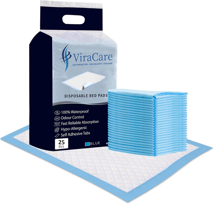 25 X Incontinence Bed Pads | Disposable Bed Pads | Bed Protectors for Incontinence | Size 60X90Cm | with Self-Adhesive Sticker Tabs | Bed Mats Disposable | (1 Pack of 25)