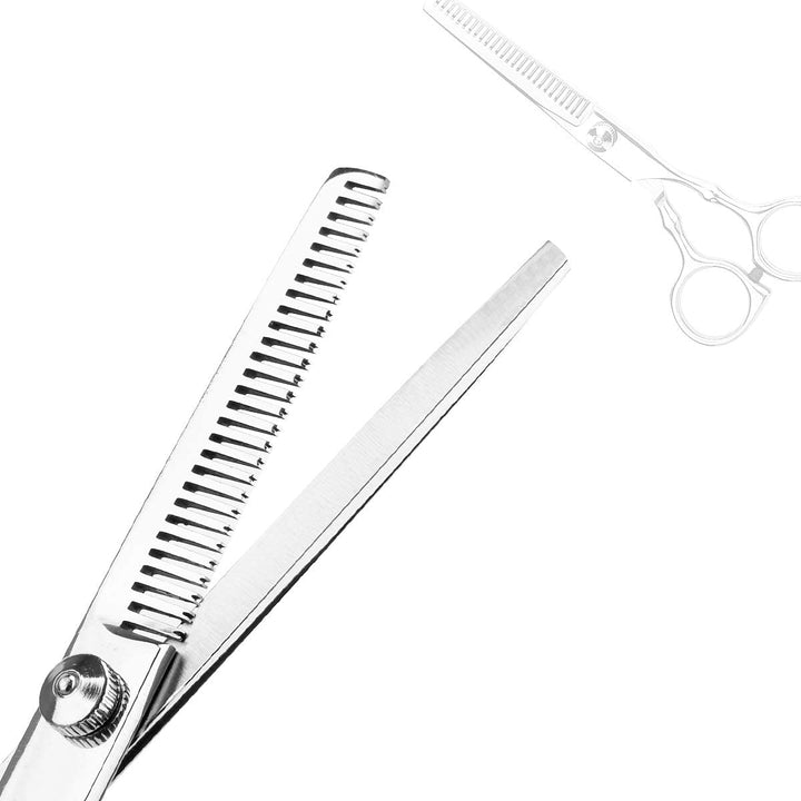 Professional Hair Cutting Scissors Set for Home, Barber Salon, Thinning Scissors Set with Comb and Case for Men/Women (Silver)
