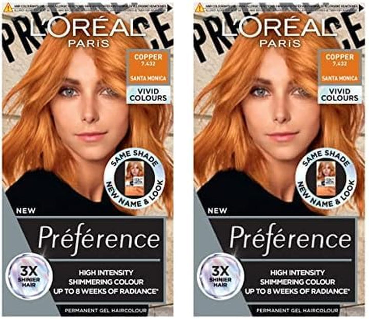 Paris Permanent Hair Colour, Long-Lasting Shine and Intense Colour, for up to 8 Weeks, Preference Vivids (Colorista), Bright Red 8.624, X1 Pack