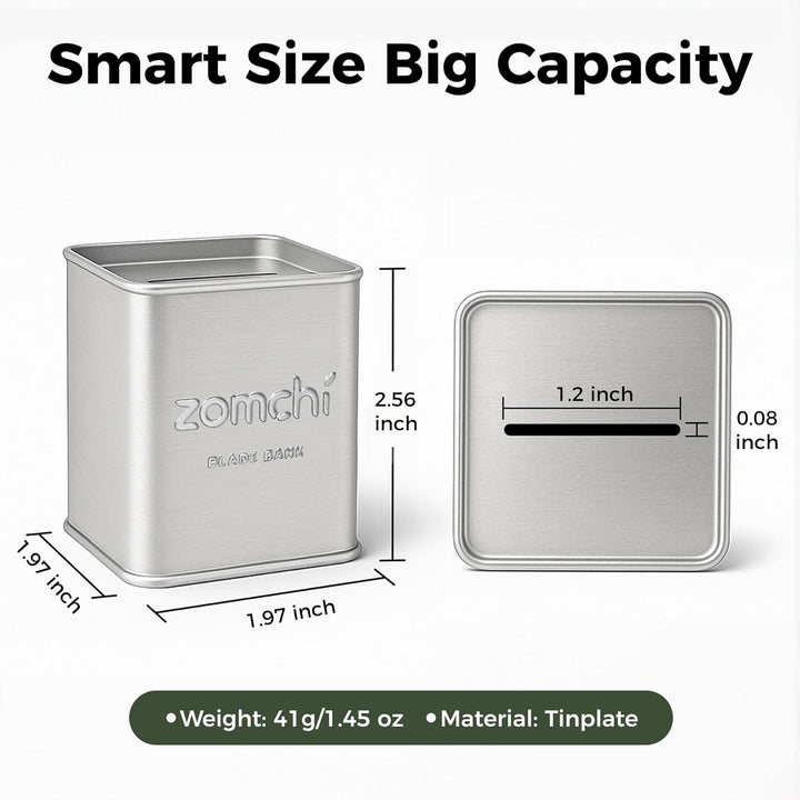 Razor Blades Bank for Storing Safety Razor Blade Storage Case for Disposal of Used Double Edge Safety Razor Blades (Silver)