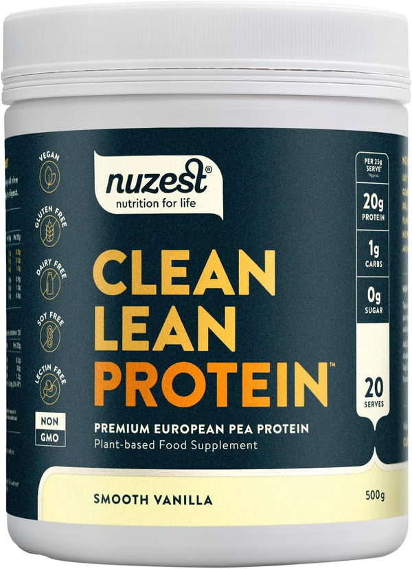 Vegan Protein Powders by  - Clean Lean Protein - Smooth Vanilla - Plant Based Pea Protein Shake - Low Calorie & Low Carb - Gluten Free - Dairy Free - 500G (20 Servings)