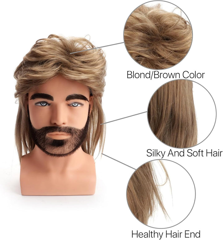 Blonde Mullet Wig|Mens Wig for Adult|Pop Rock Wigs for Men|Mens Wigs Fancy Dress for 70S|80S Wig